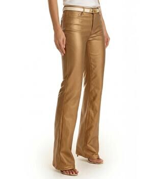 The Noli Shop Aria Coated Flare Jeans Gold Metallic Size 30 New With Tags
